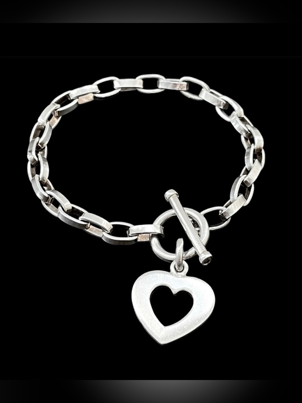 Silpada retired B0992 sterling silver heart charm bracelet